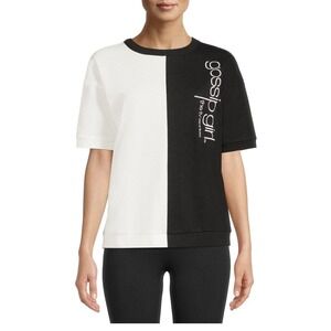 Gossip Girl XL Women's Graphic Top Short Sleeves Black Soot Winter White NWT